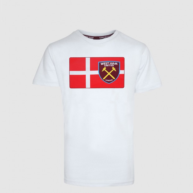 2418 - White Denmark Flag/Crest T-Shirt