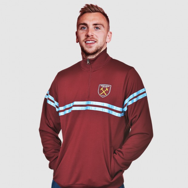 Claret Crest Stripe 1/4 Zip Top