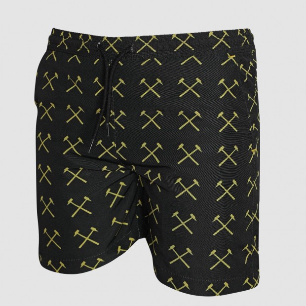 Junior Black Crossed Hammers Beach Shorts