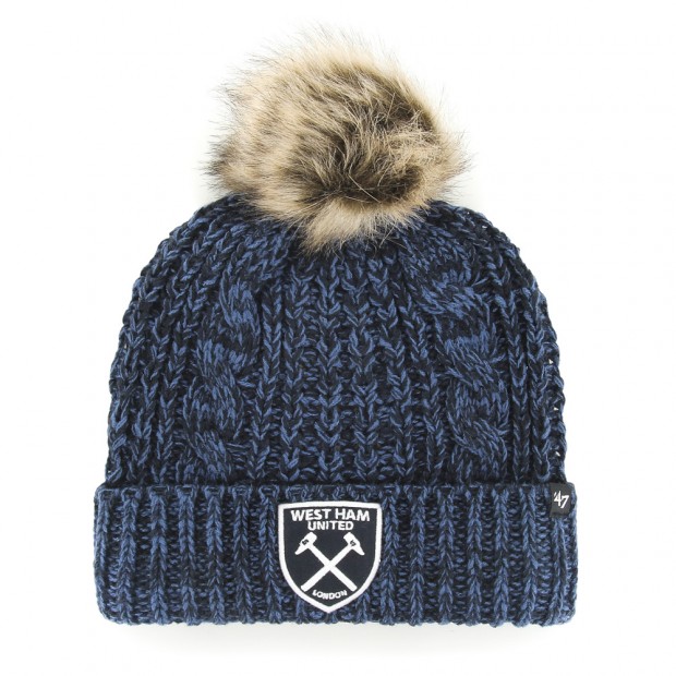 West Ham 47 - Womens Navy Cable Cuff Knit Hat