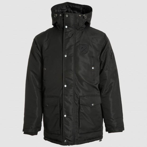 Black Tonal Crest Parka Jacket