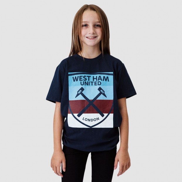 Junior Navy Stripe Crest T-Shirt