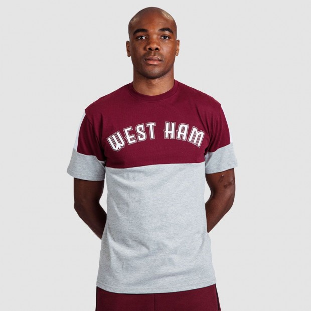 Claret/Grey Print T-Shirt