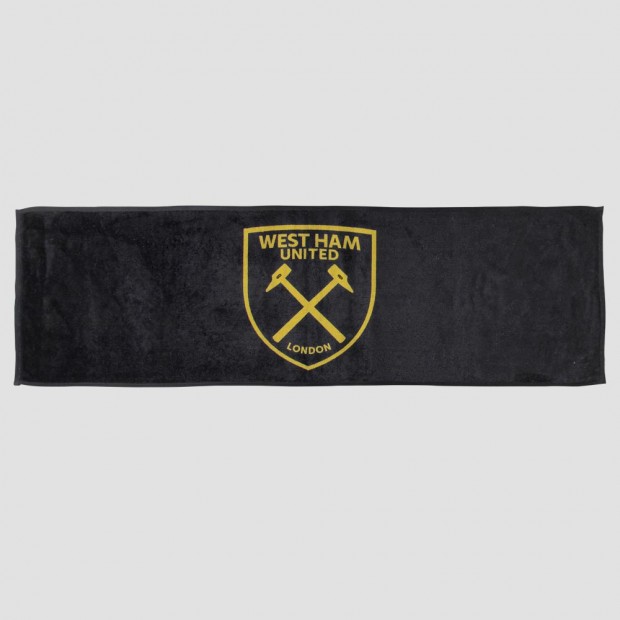 West Ham Black Gold Print Crest Gym Towel
