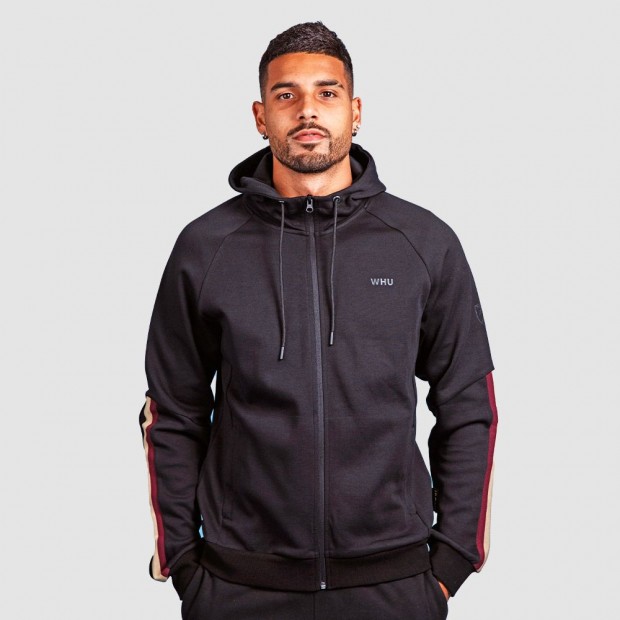 Claret Collection - Black/Tan Hooded Track Jacket