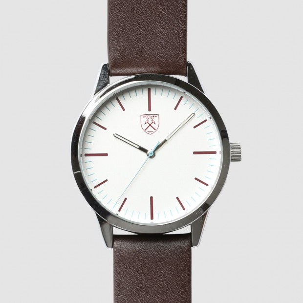 Brown Leather Strap Crest Watch