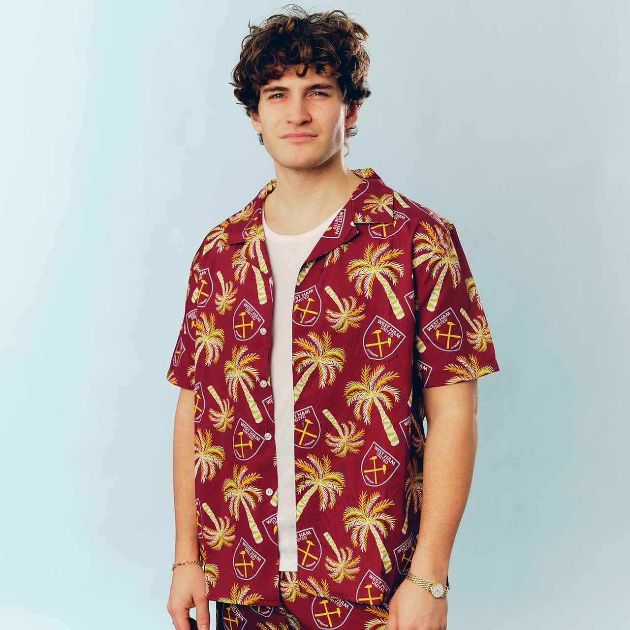 West Ham Adult Hawaiian Claret Palm Tree Shirt
