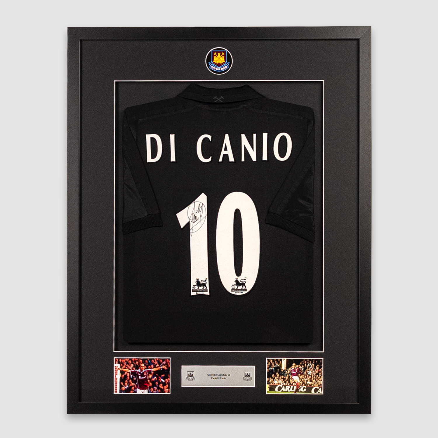 Framed Back Signed Di Canio Black 2000 Retro Shirt