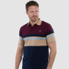 Adults Claret/Navy Block Stripe Polo
