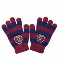 Kids Claret/Navy Striped Gloves