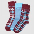 West Ham Mens 3 Pack Patterned Socks