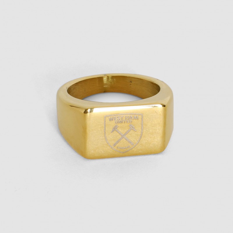 West Ham Rectangle Gold Plated  Signet Ring