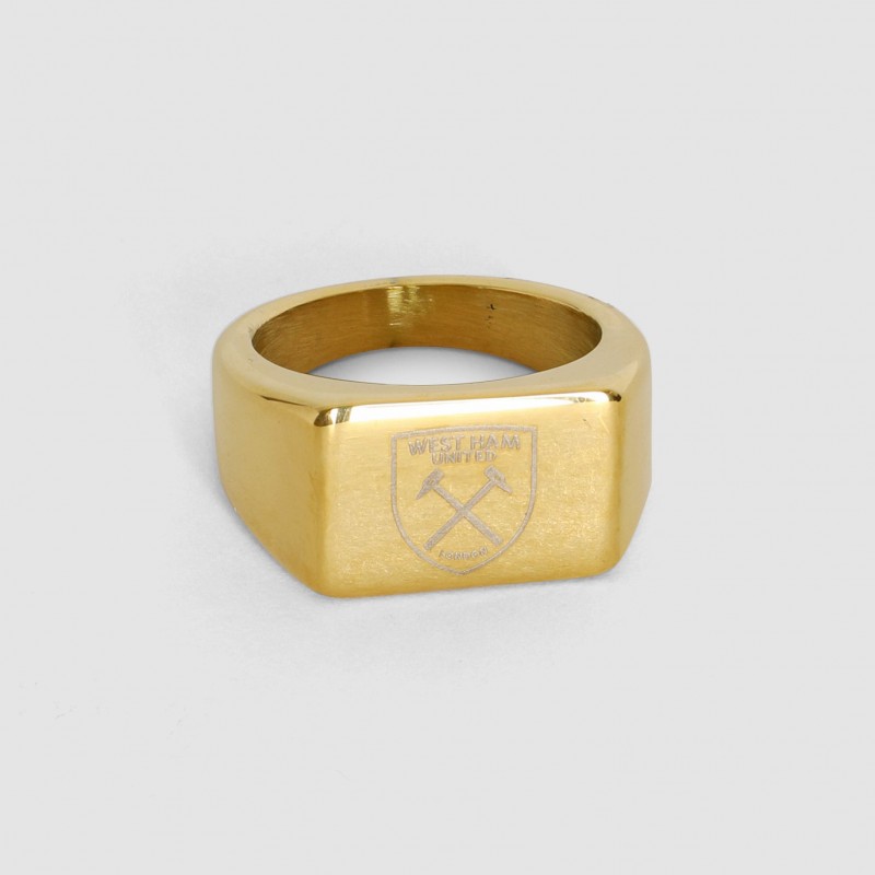 West Ham Rectangle Gold Plated  Signet Ring West Ham Rectangle Gold Plated  Signet Ring
