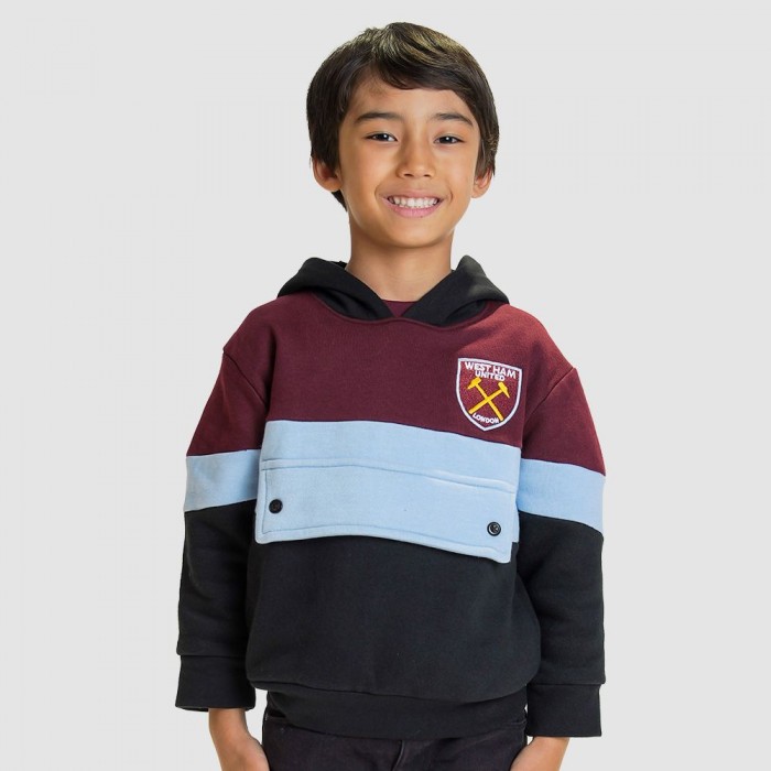 Junior Claret Sky Black Panel Hoodie