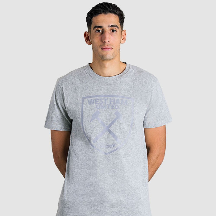 West Ham Light Grey Tonal Crest T-Shirt