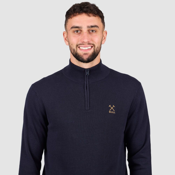 West Ham Quarter Zip Knit Cotton Jumper