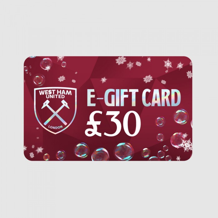 West Ham £30 E-Gift Voucher West Ham £30 E-Gift Voucher