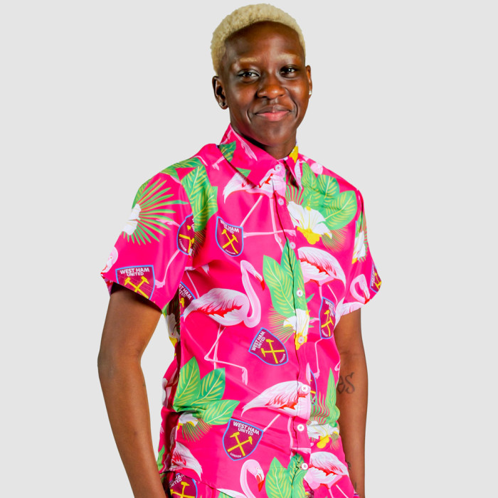 West Ham Womens Flamingo Pink Hawaiian Shirt