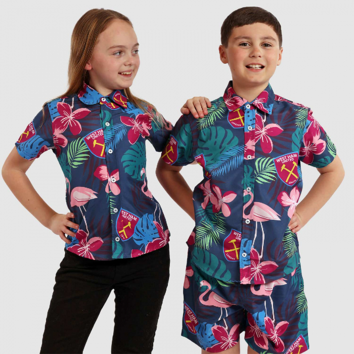 West Ham Junior Hawaiian Flamingo Green Shirt