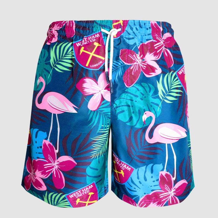West Ham Junior Hawaiian Flamingo Shorts - Green West Ham Junior Hawaiian Flamingo Shorts - Green