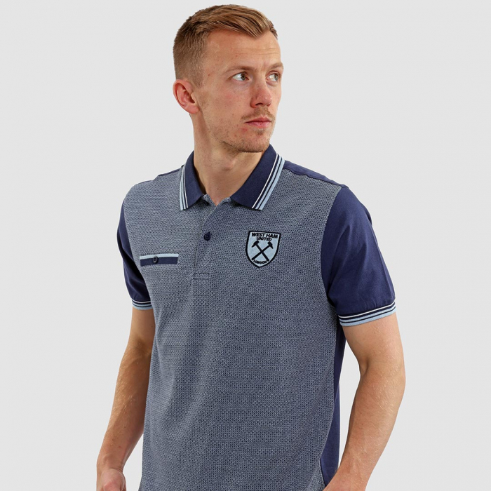 West Ham Denim Crest Polo - Blue West Ham Denim Crest Polo - Blue
