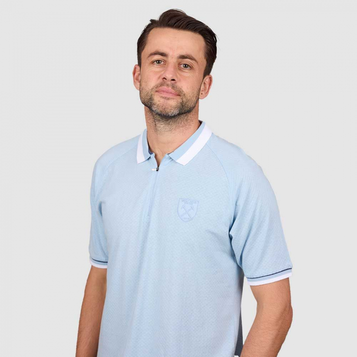 West Ham Sky Crest Zip Polo