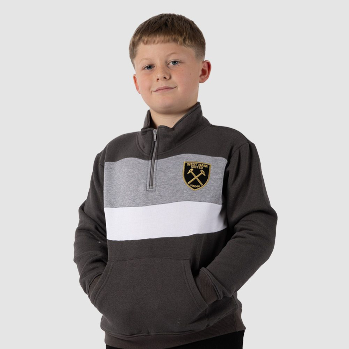 West Ham Junior Monochrome 1/4 Zip Top West Ham Junior Monochrome 1/4 Zip Top
