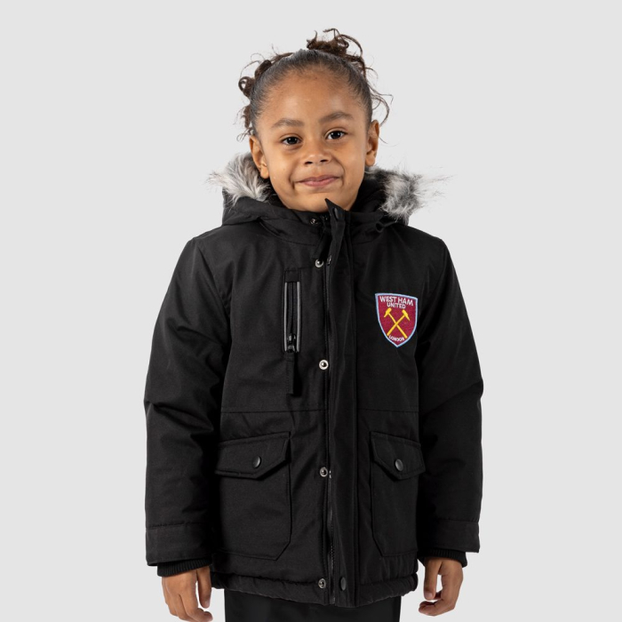 West Ham Infant Black Fur Trim Parka West Ham Infant Black Fur Trim Parka