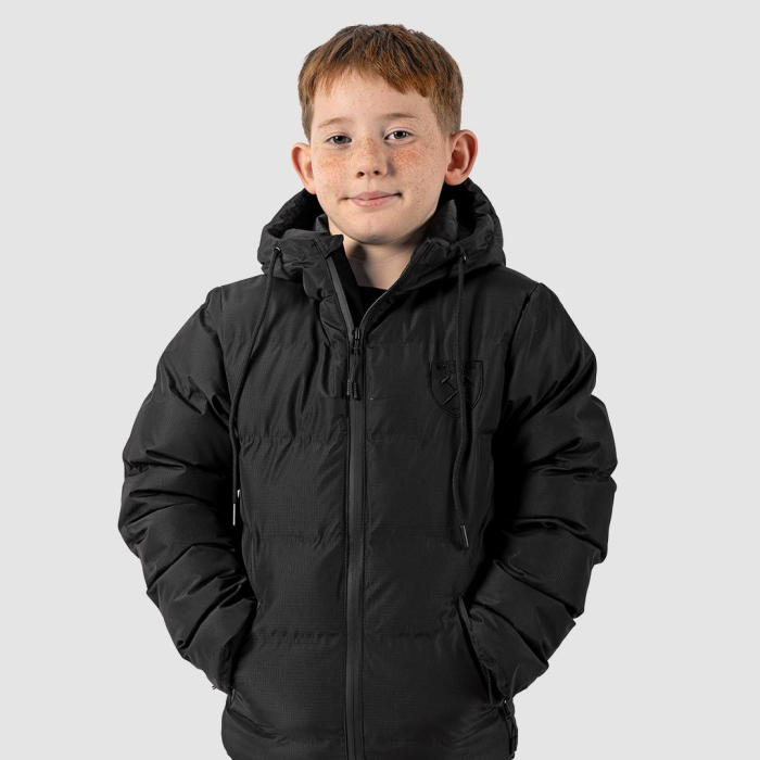 Junior Black Tonal Crest Coat Junior Black Tonal Crest Coat