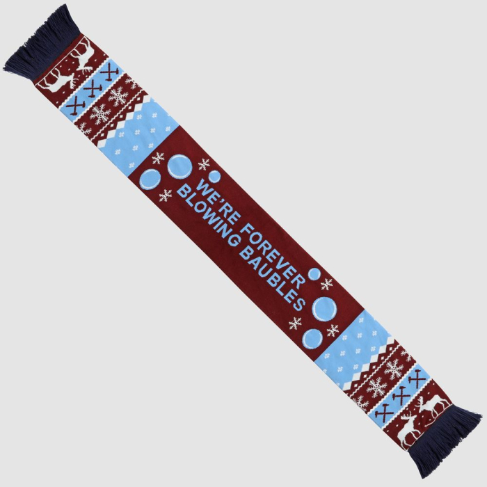 West Ham Blowing Baubles Christmas Scarf West Ham Blowing Baubles Christmas Scarf