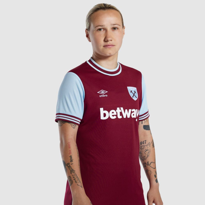 Women Short Sleeve Home Shirt 24/25 - Claret/Blue