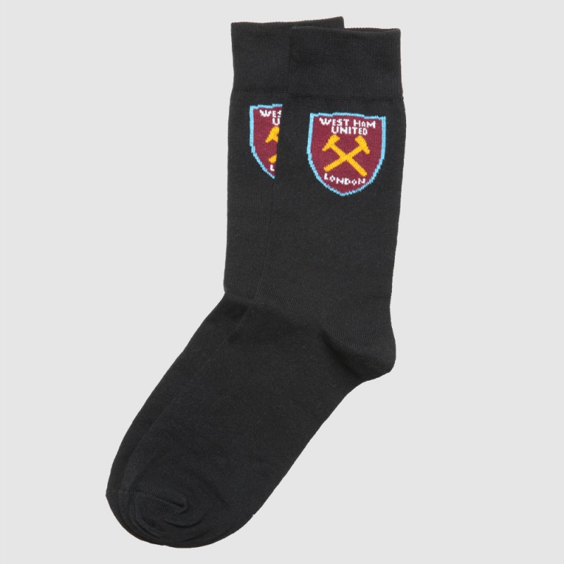 West Ham Mens Black Crest Socks