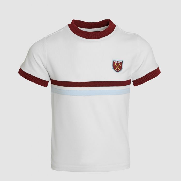 Front view of West Ham Junior Retro Pique White T-Shirt