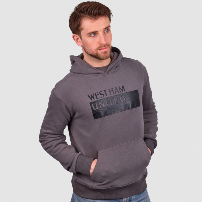 West Ham Embossed Hoodie - Charcoal