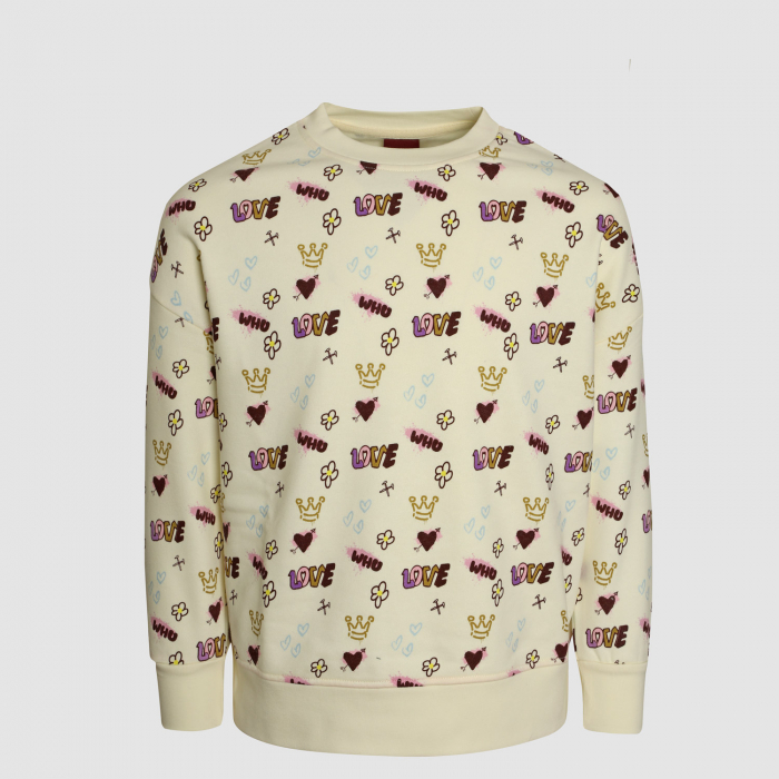 Front view of West Ham Junior Love Cream Sweatshirt