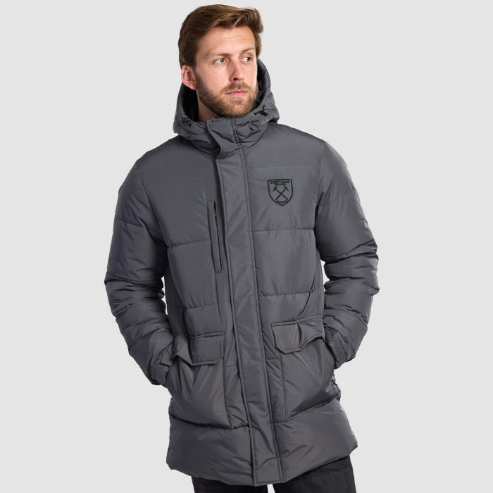 West Ham United Grey Padded Coat - Adults West Ham United Grey Padded Coat - Adults