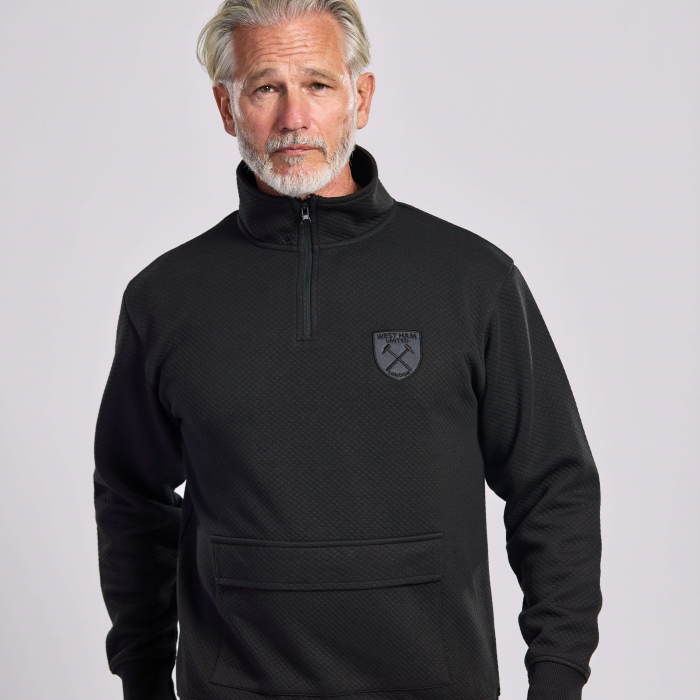 Adults Black Quarter Zip Sweater