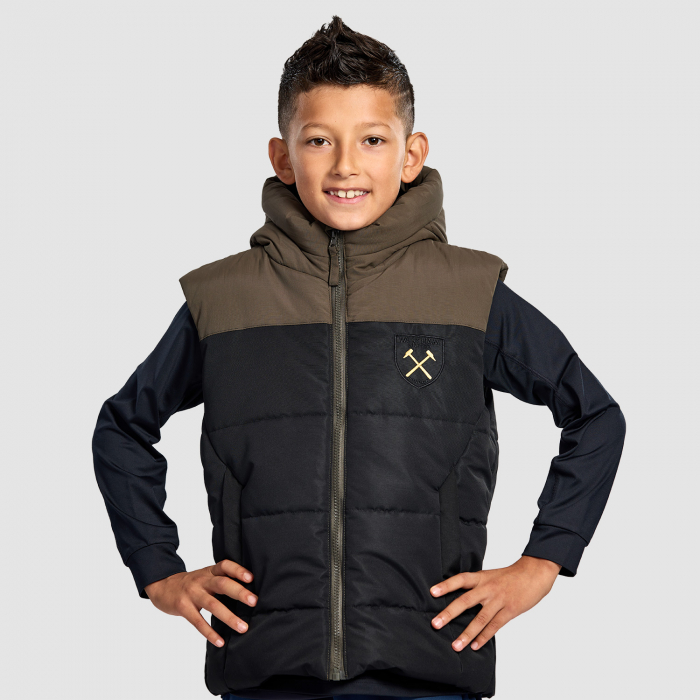 Junior Black/Khaki Hooded Gilet