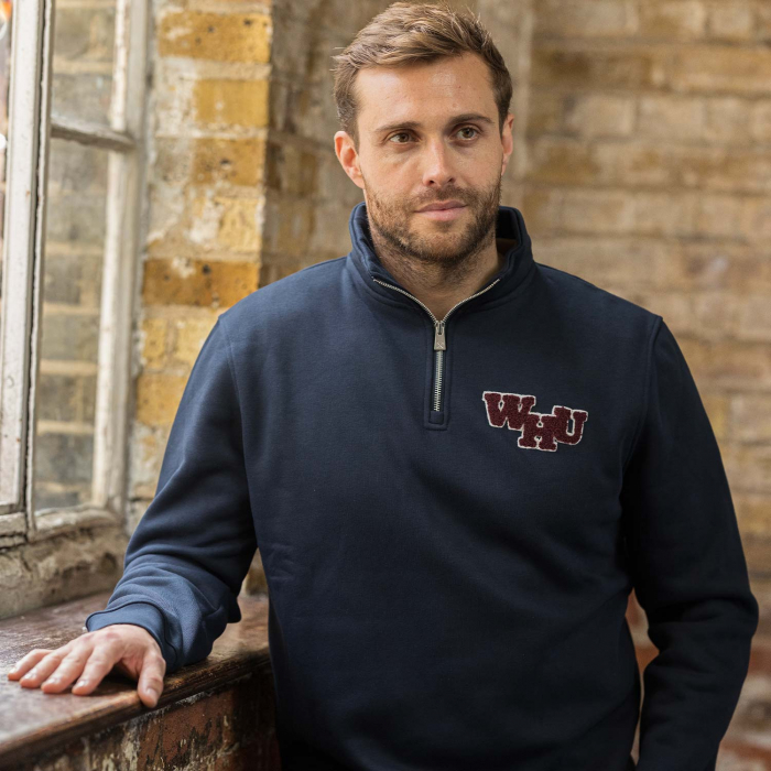 Adults Navy WHU Quarter Zip Sweat Top Adults Navy WHU Quarter Zip Sweat Top