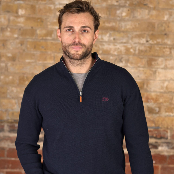 Adults Navy Waffle Quarter Zip Sweater Adults Navy Waffle Quarter Zip Sweater