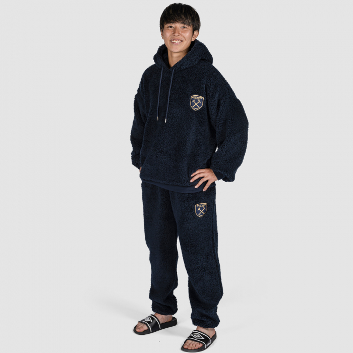 Womens Navy Fluffy Pyjamas
