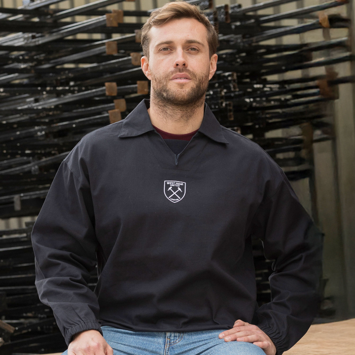 Adults Navy Retro Cotton Drill Top Adults Navy Retro Cotton Drill Top