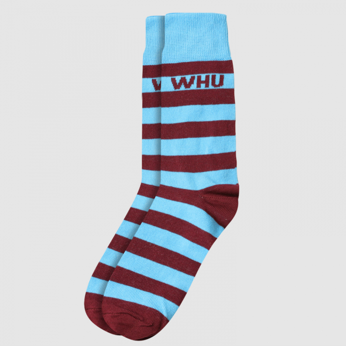 West Ham Bar Scarf Socks - Claret/Blue West Ham Bar Scarf Socks - Claret/Blue