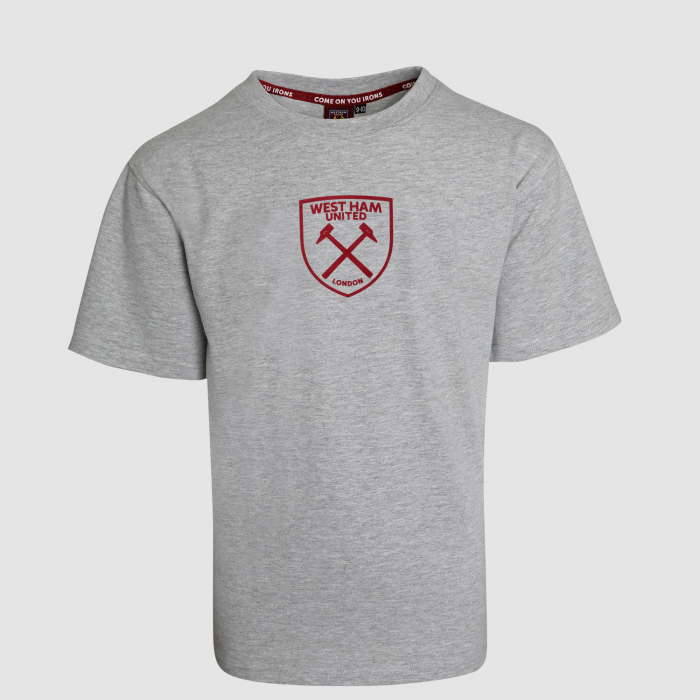 Junior Grey Marl Crest Print T-Shirt