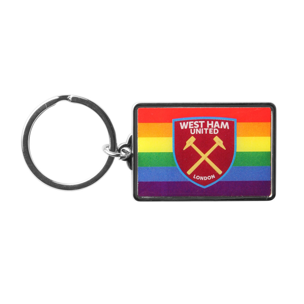 West Ham Rainbow Pride Crest Keyring