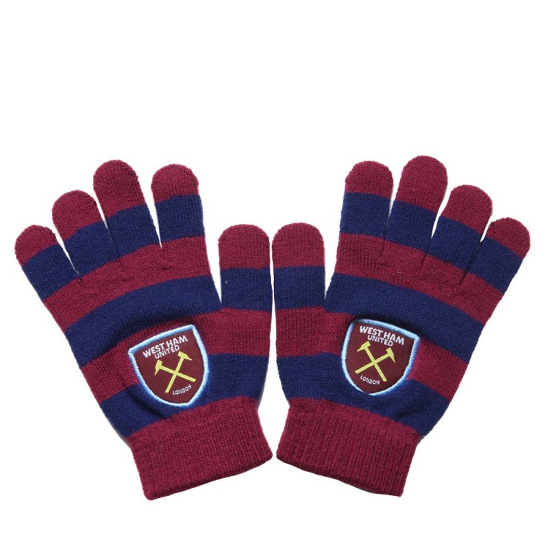 Kids Claret/Navy Striped Gloves Kids Claret/Navy Striped Gloves