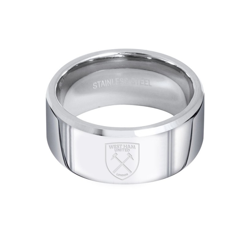 West Ham Stainless Steel Crest Band Ring