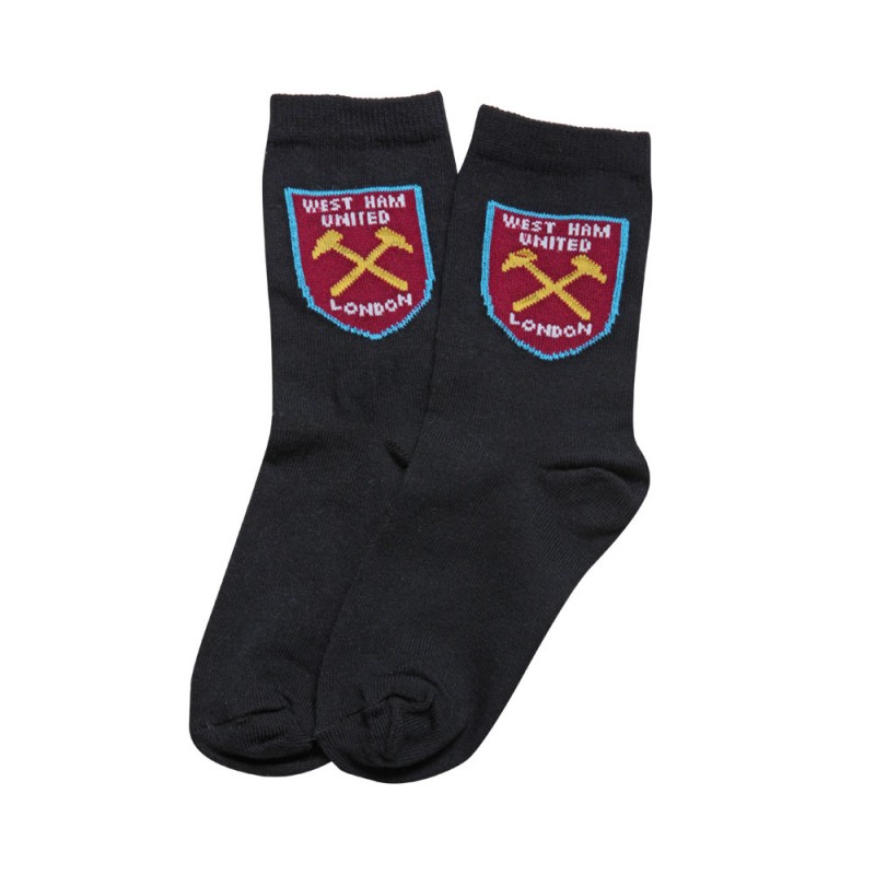 West Ham Junior Black Crest Socks West Ham Junior Black Crest Socks