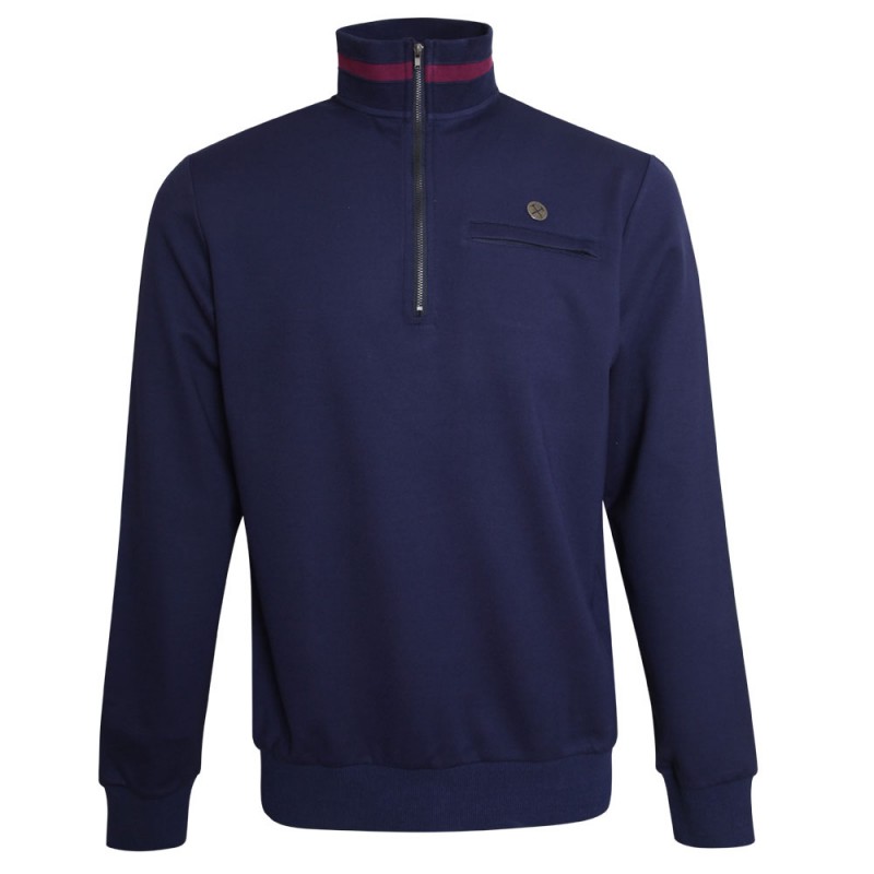 Claret Collection -  Navy 1/4 Zip Sweater