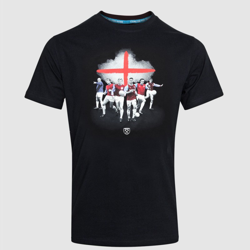 2425 - Black West Ham England Line Up T-Shirt